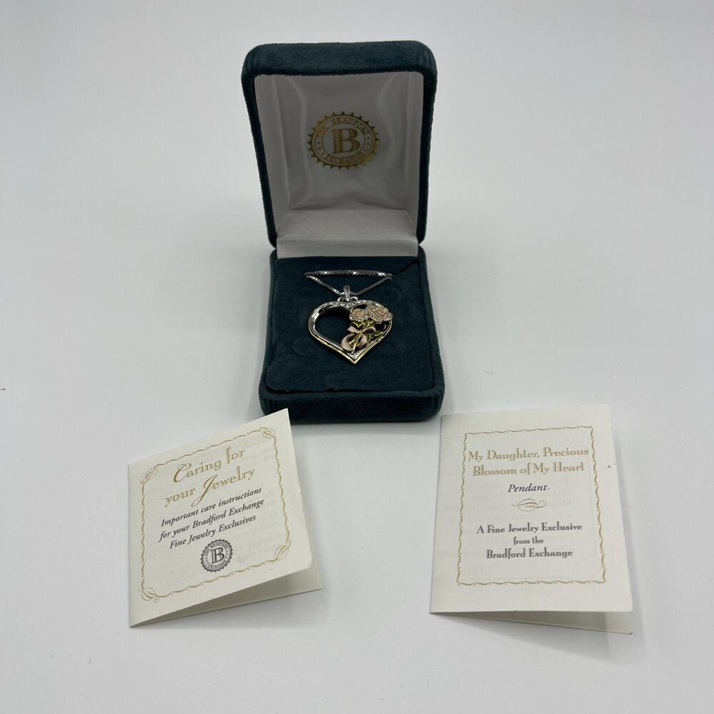 Bradford Exchange 24k Gold Plated Silver 925 Pendant Necklace Gift To Daughter